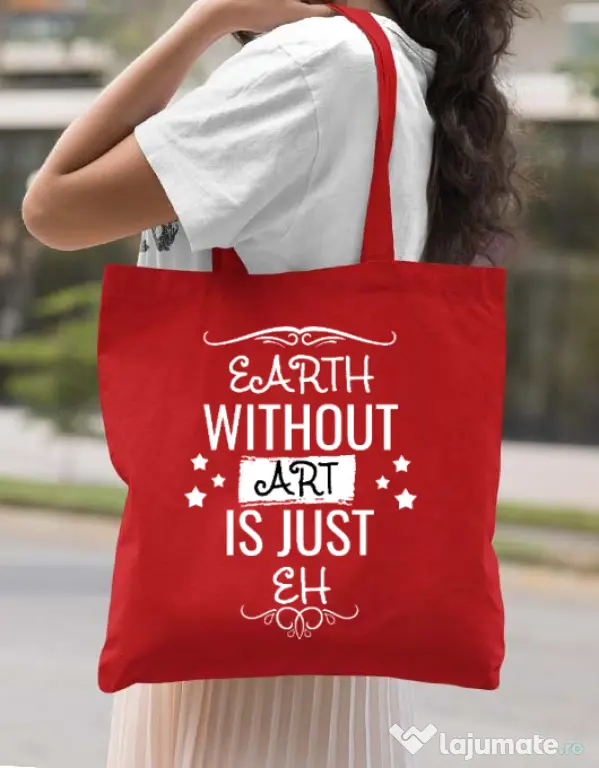 Sacosa din panza Earth without art Rosu