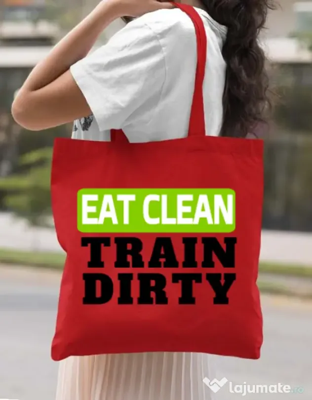 Sacosa din panza Eat clean Rosu