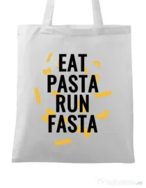 Sacosa din panza Eat pasta Alb