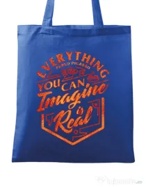 Sacosa din panza Everything You Can Imagine is Real Albastru regal