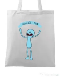 Sacosa din panza Existence is pain Alb