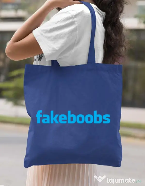 Sacosa din panza Fakeboobs Albastru regal