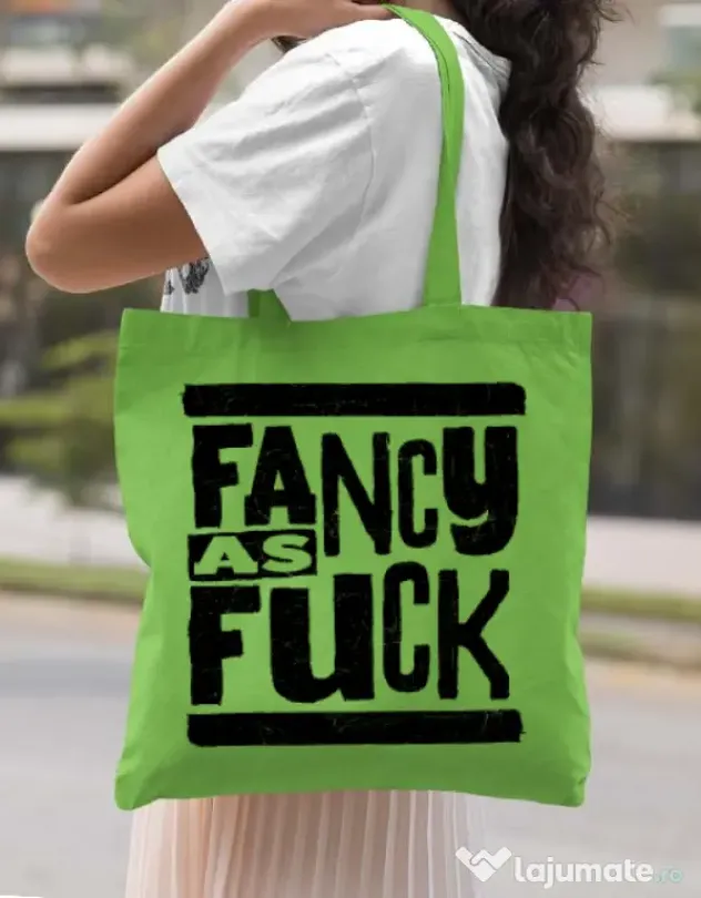 Sacosa din panza Fancy as fuck Verde mar