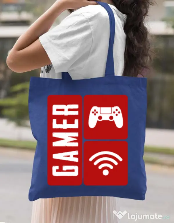 Sacosa din panza Gamer Albastru regal
