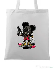 Sacosa din panza Gangsta Mouse Alb