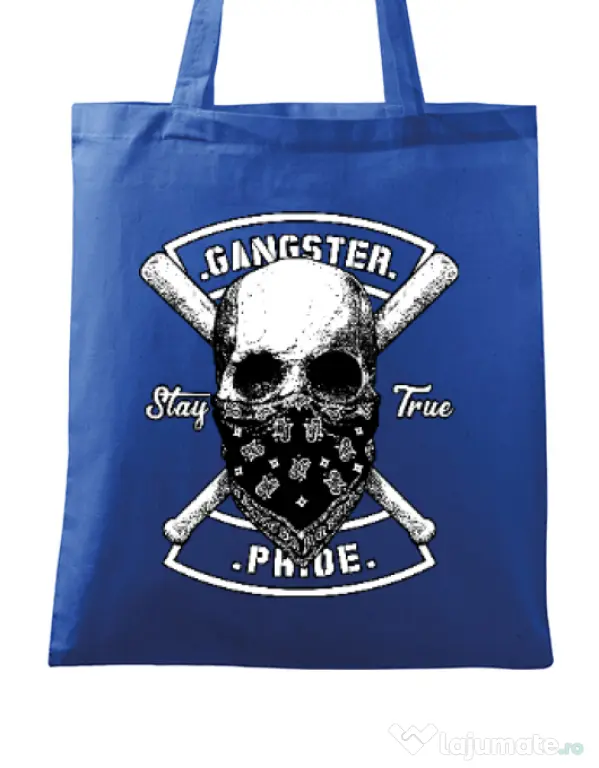 Sacosa din panza Gangster skull Albastru regal