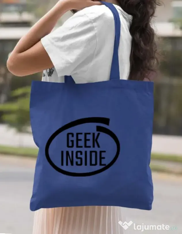 Sacosa din panza Geek inside Albastru regal