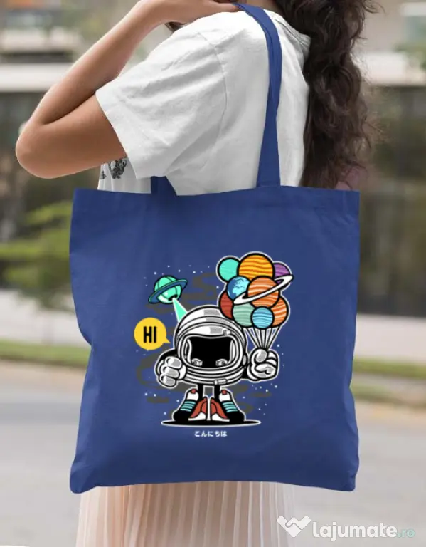 Sacosa din panza Gift From Outer Space Albastru regal