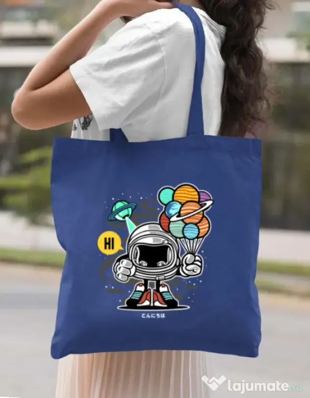 Sacosa din panza Gift From Outer Space Albastru regal