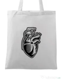 Sacosa din panza Grenade Heart Alb