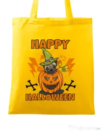 Sacosa din panza Halloween Pug Galben