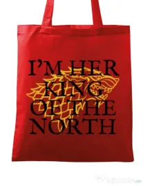 Sacosa din panza Her king of the north Rosu