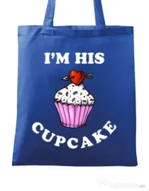 Sacosa din panza His cupcake Albastru regal