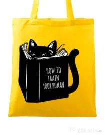 Sacosa din panza How to train your human Galben