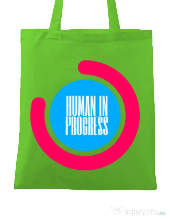 Sacosa din panza Human in progress Verde mar