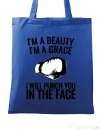 Sacosa din panza I am a grace Albastru regal