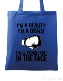 Sacosa din panza I am a grace Albastru regal