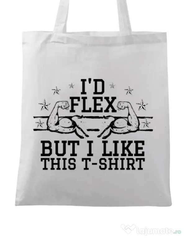 Sacosa din panza I like this tshirt Alb
