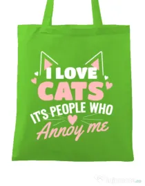 Sacosa din panza I love cats Verde mar