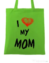 Sacosa din panza I love my mom Verde mar