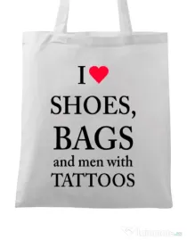 Sacosa din panza I love shoes Alb