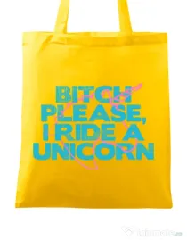 Sacosa din panza I ride a unicorn Galben
