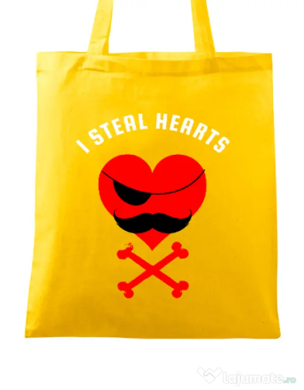 Sacosa din panza I steal hearts Galben