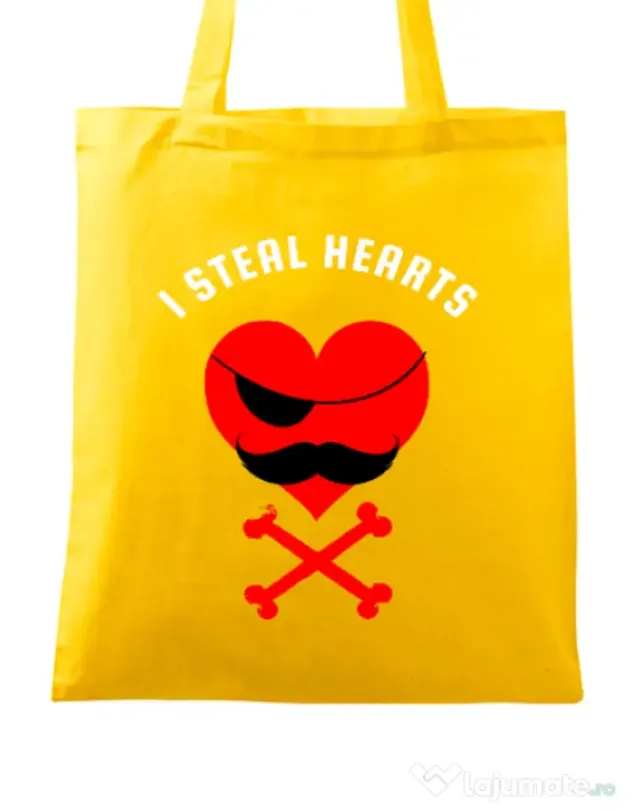 Sacosa din panza I steal hearts Galben
