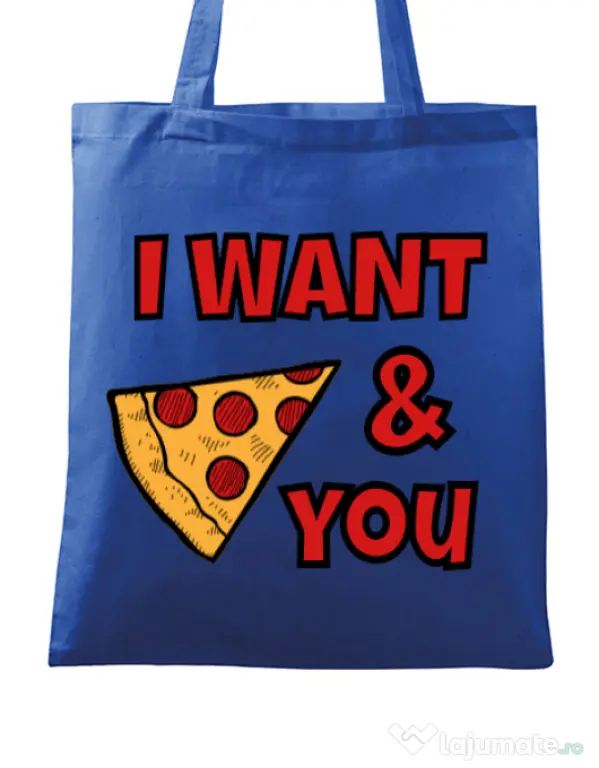Sacosa din panza I want you Albastru regal