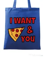 Sacosa din panza I want you Albastru regal