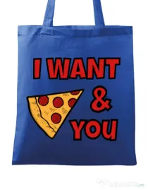 Sacosa din panza I want you Albastru regal