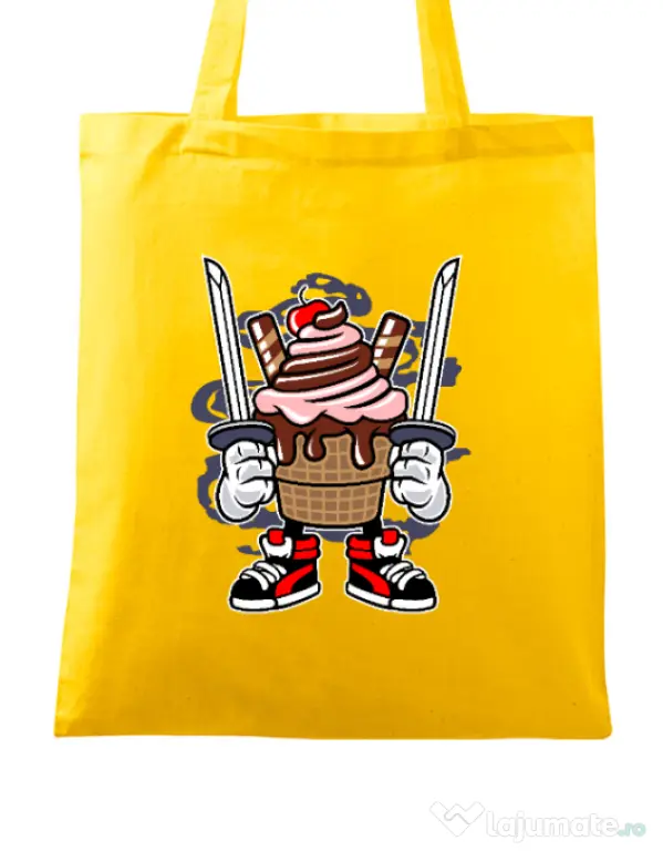Sacosa din panza Ice Cream Ninja Galben