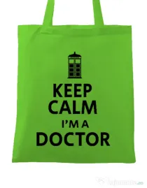Sacosa din panza I'm a doctor Verde mar