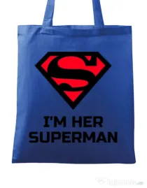Sacosa din panza I'm her Superman Albastru regal