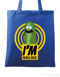 Sacosa din panza I'm pickle Rick! Albastru regal