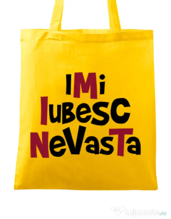 Sacosa din panza Imi iubesc nevasta Galben