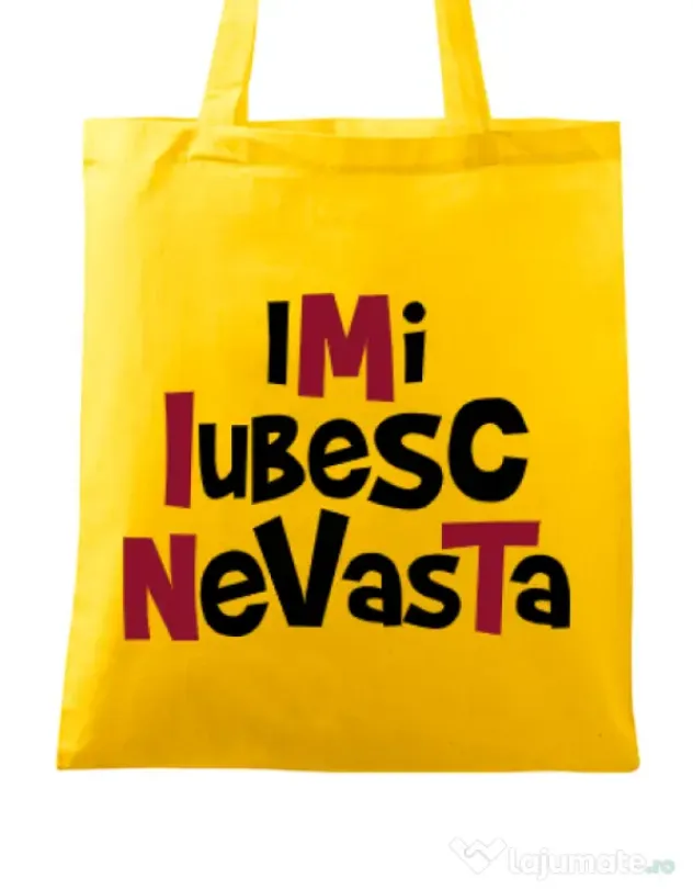 Sacosa din panza Imi iubesc nevasta Galben