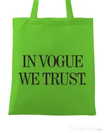 Sacosa din panza In vogue we trust Verde mar