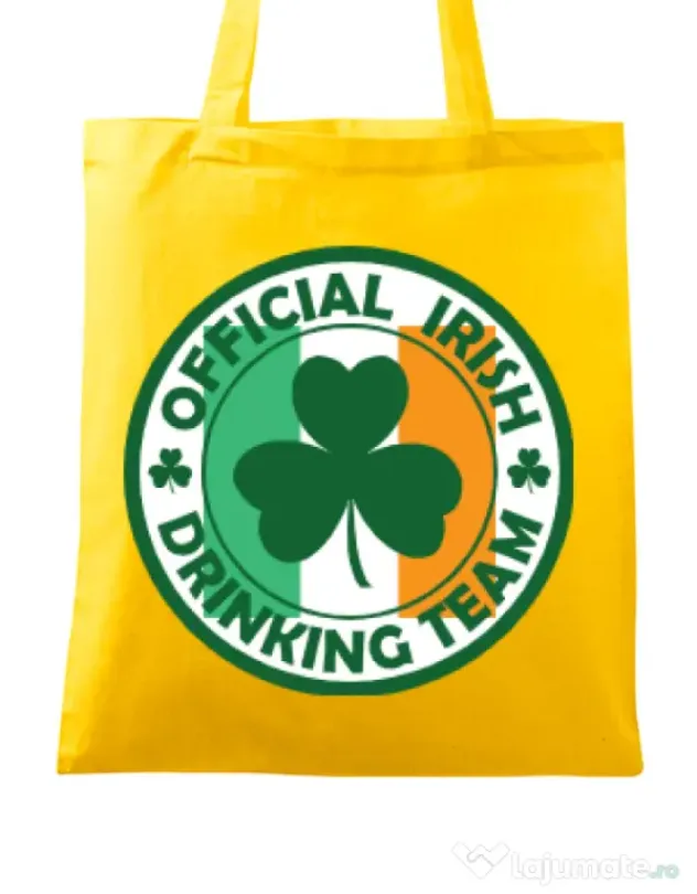 Sacosa din panza Irish Drinking Team Galben