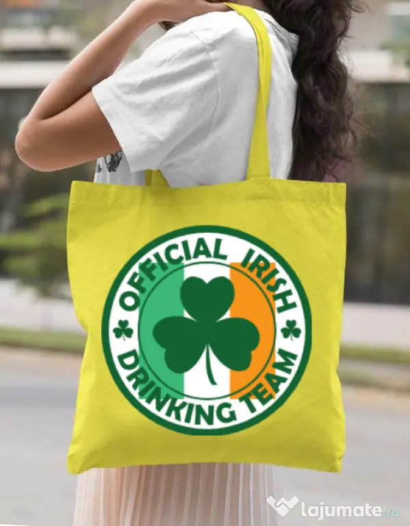 Sacosa din panza Irish Drinking Team Galben