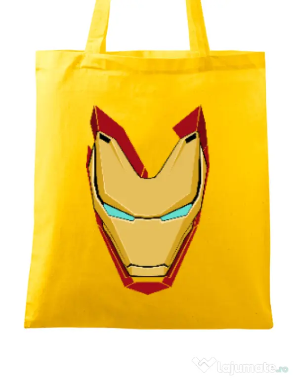 Sacosa din panza Iron man mask Galben