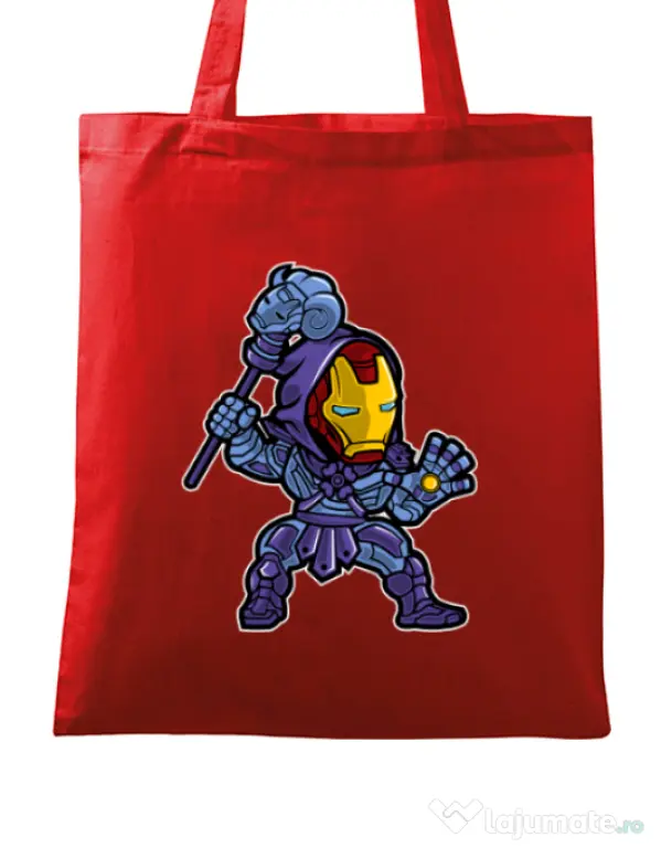 Sacosa din panza Iron Skeletor Rosu