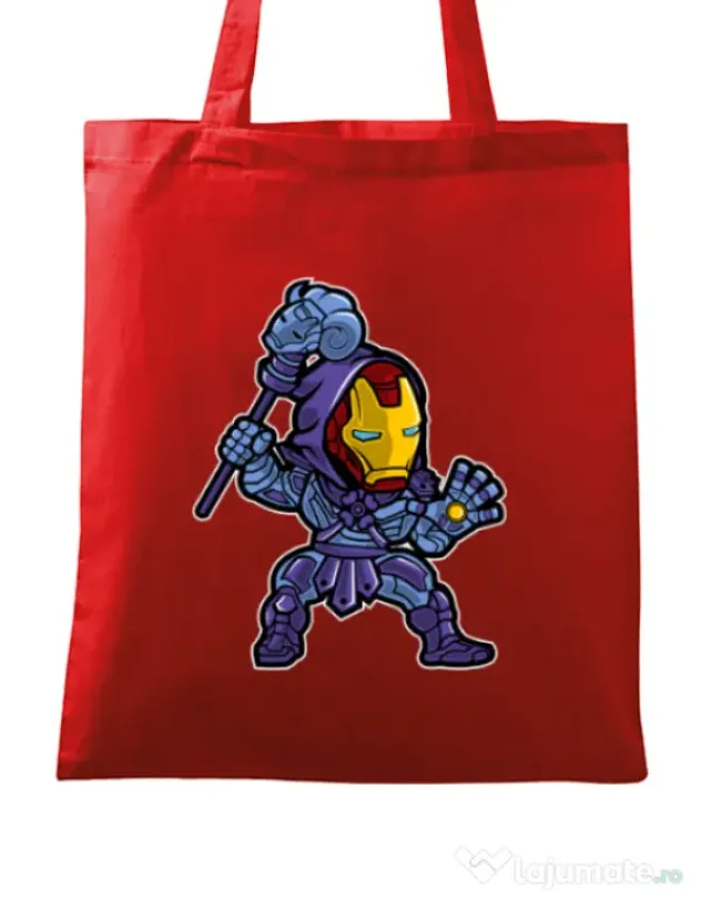 Sacosa din panza Iron Skeletor Rosu