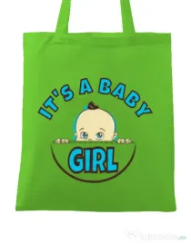 Sacosa din panza It’s a baby girl Verde mar