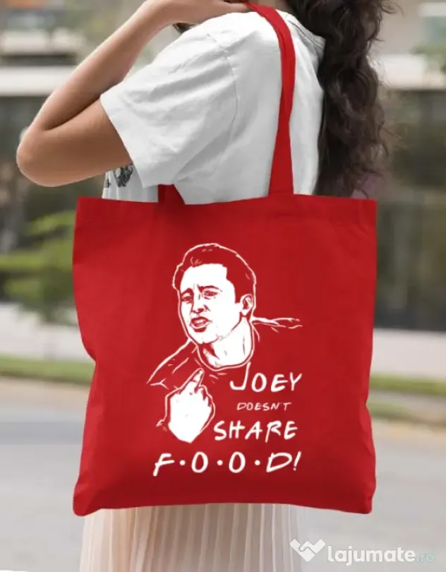 Sacosa din panza Joey doesnt share food Rosu