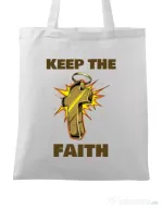 Sacosa din panza Keep the Faith Alb