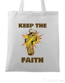 Sacosa din panza Keep the Faith Alb