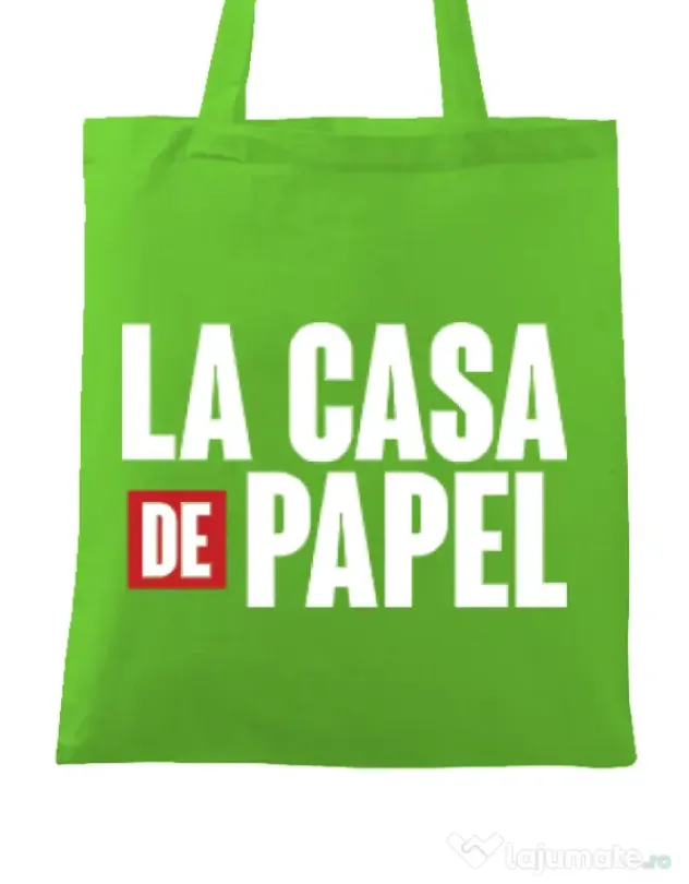 Sacosa din panza La casa de papel Verde mar