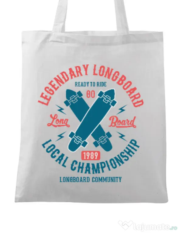 Sacosa din panza Legendary Longboard Alb