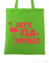 Sacosa din panza Let’s flamingle Verde mar